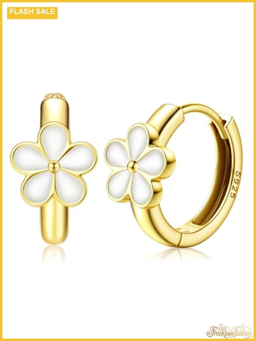 925 Sterling Silver Daisy Flower Huggie Hoop Earrings for Women